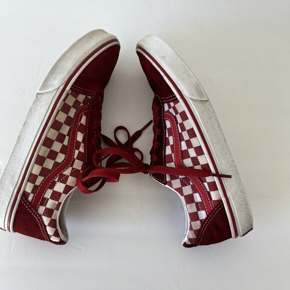 vans old skool red and white youth sz 5.5 lace up checkered - Picture 8 of 10